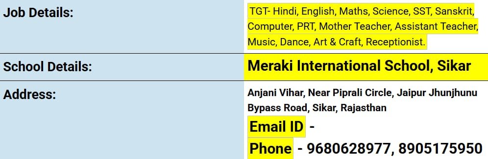 School Jobs at  Meraki International School ,  Sikar